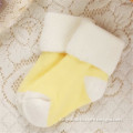 BST-95 Light Yellow Thick Cotton Baby Socks Infant Knitted Turn Over Socks Wholesale